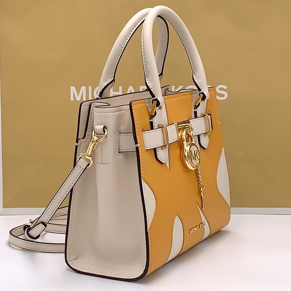 MICHAEL KORS Hamilton Small Two-Tone Satchel GOLDEN ROD MULTI color - Picture 6 of 16